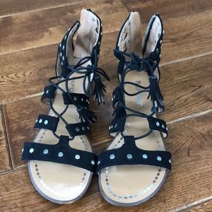 Black suede gladiator sandals